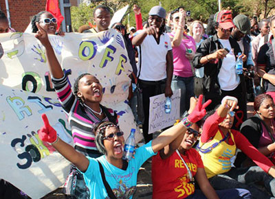 LGBT people protest in Johannesburg in 2012 against traditional leaders’ efforts to restrict LGBT rights.